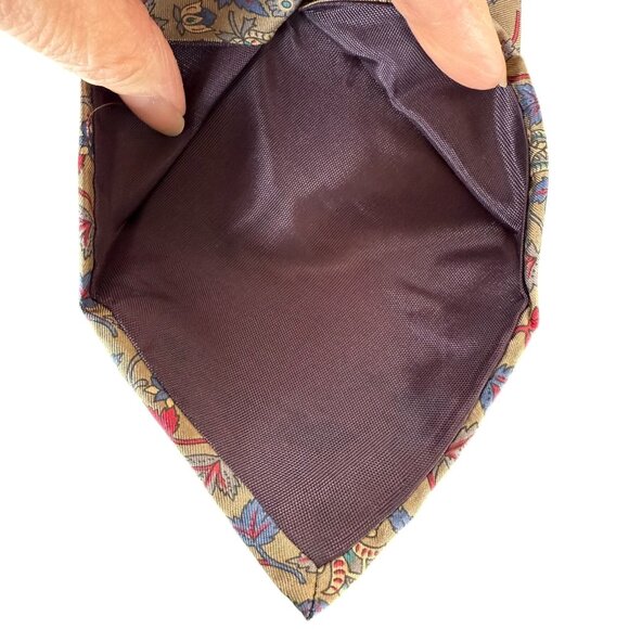 Oleg Cassini Silk Tie 56in Tan Floral Paisley Retro Style - Picture 7 of 7